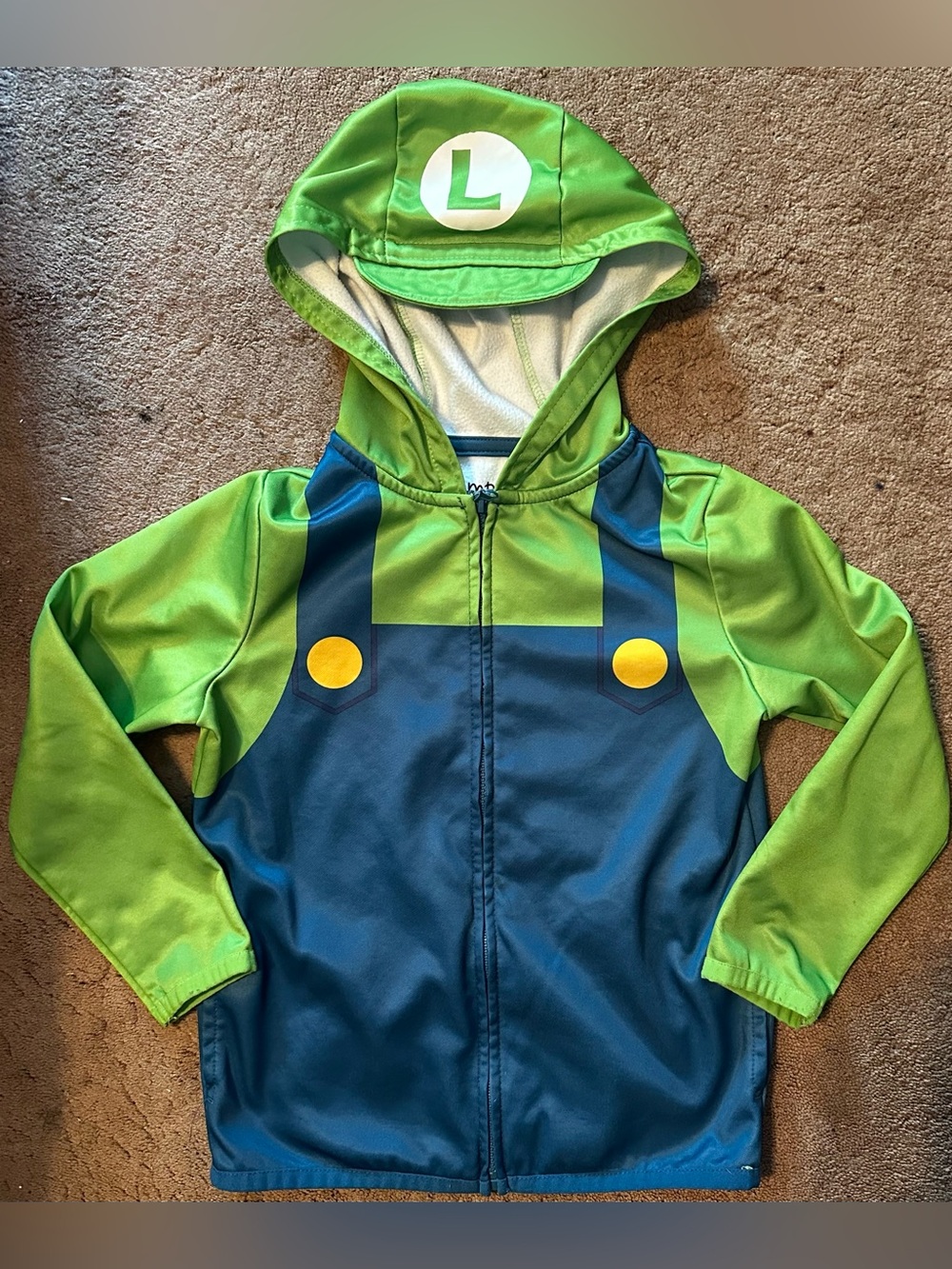 Jumping Beans Green and Blue Hooded Luigi-Style Zip Up